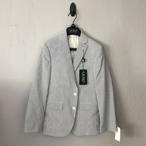 Boy’s Ralph Lauren striped blazer. Size 12R. New with tags. Blue / White stripe